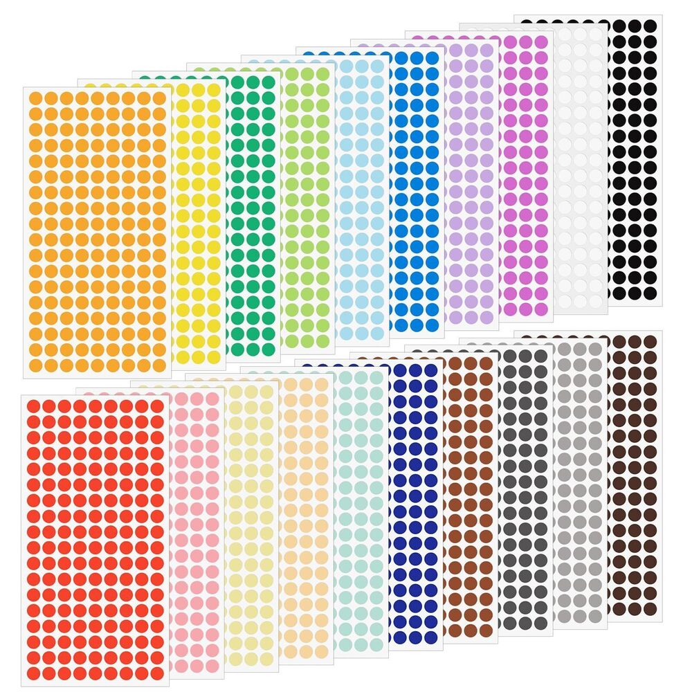 3729 3240 Pcs Color Dot Stickers, 1/2 Inch Removable Colorful Dots Stickers